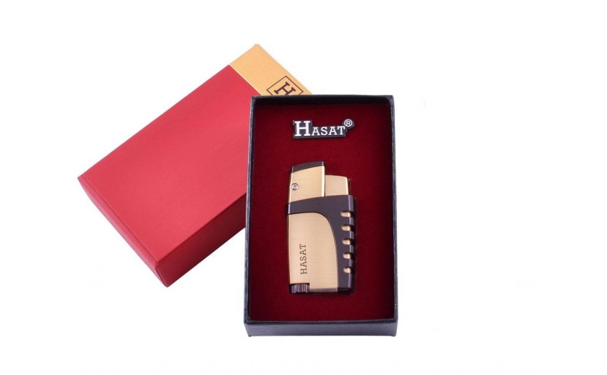 Зажигалка в подарочной коробке Hasat (Острое пламя) №4318 Gold